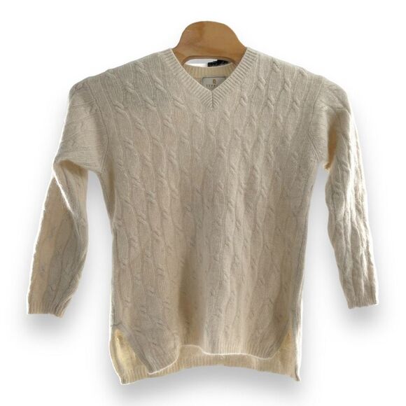 Express Tricot Women's Long Sleeve Lambswool Knitted Sweater Cream Size Large - Picture 1 of 4